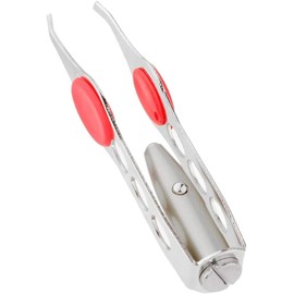 SagaSave Pinzas para cejas con luz LED de acero inoxidable, herramienta de maquillaje para depilación de cejas para hombres y mujeres