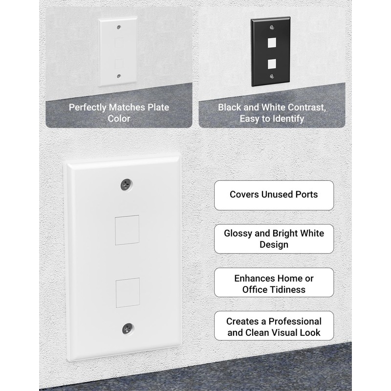 VCE 30-Pack Blank Keystone Jack Inserts for Keystone Wall Plate