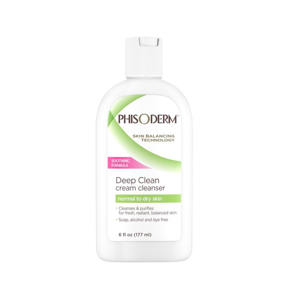 pHisoderm Deep Clean Cream Cleanser for Normal to Dry Skin, 6 fl oz Bottle (Pack of 6)