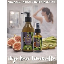 OLEUM VITAE Kit Dúo Kiwi Bloom Higo Kiwi Limoncillo. Crema Corporal y Hair & Body Oil aceite para cabello y Cuerpo. Hidratación Profunda