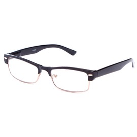 IG Unisex Half Frame Stylish Designer Inspired High Fashion Spring Temple Clear Lens Glasses in Black