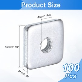 sourcing map 100Pcs M5x15mmx3mm Square Nuts, Carbon Steel Zinc Plated Coarse Thread Square Nuts Fasteners for Home Repairs and Professional Engineering, Silver