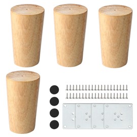 DBREAKS Wooden Furniture Feet, Pack of 4 Solid Wood Conical Replacement Table Legs, 8 cm Furniture Legs with Mounting Plates & Screws, Sofa Feet & Base Feet & Table Foot for Chairs, Cabinet, Sofa,