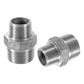 sourcing map 2Pcs PT1 x PT3/4 304 Stainless Steel Pipe Fitting Reducing Hex Nipple, Threaded Pipe Fitting Reducer Straight Connector Adapter for Water, Gas, Oil Pipelines