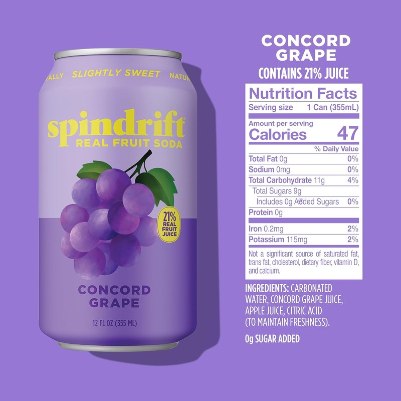 Spindrift "Concord Freeze" Grape Soda Made With Real Squeezed Fruit