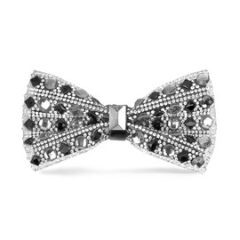 Vittorio Farina Jeweled Bow Tie - Jeweled: Silver & Black (BJ 04)