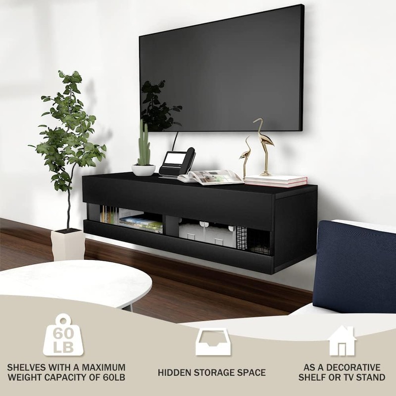HIDODO Floating TV Shelf Wall Mounted TV Stand, Floating Entertainment