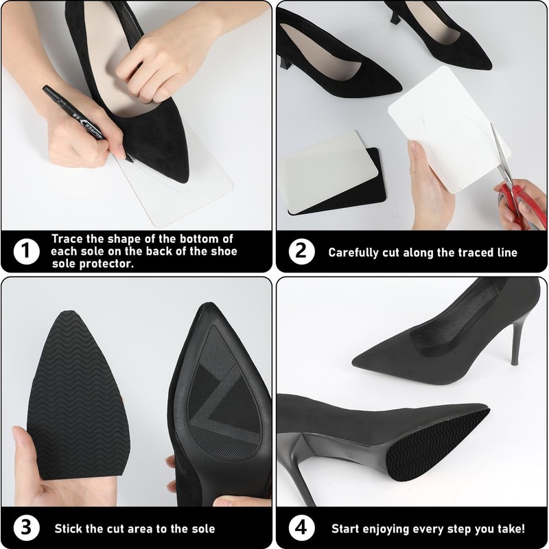 8 Pack Shoe Sole Protector - Self-Adhesive Anti-Slip Grips for