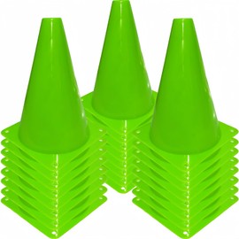 LCPQMZGH 24 Pcs 7 Inch Plastic Traffic Cones, Basketball Football Drills, Skating, Sport Training Agility Markers, Indoor Outdoor Games, Green