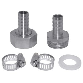 Fitvell Stainless Steel Garden Hose Repair Kit with Clamps 1/2 Barb to 3/4 GHT Thread Male and Female Water Hose Adapter Connector Garden Hose Fitting 1 Set