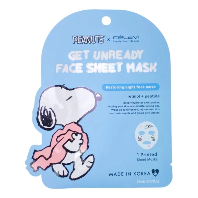 🔥 Paquete mascarillas snoppy 5 piezas retinol + peptide celavi