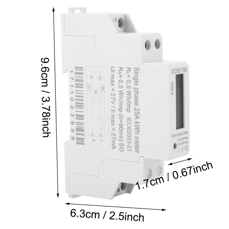 DDS5188 LCD Digital Din Rail Electric Meter 5-25A For Kilowatt