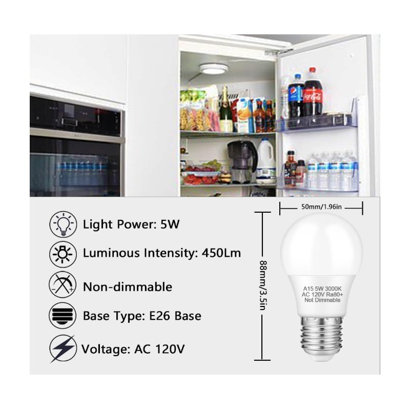NETEHA A15 LED Bulbs 5W 120V – 6-Pack, E26 Base,