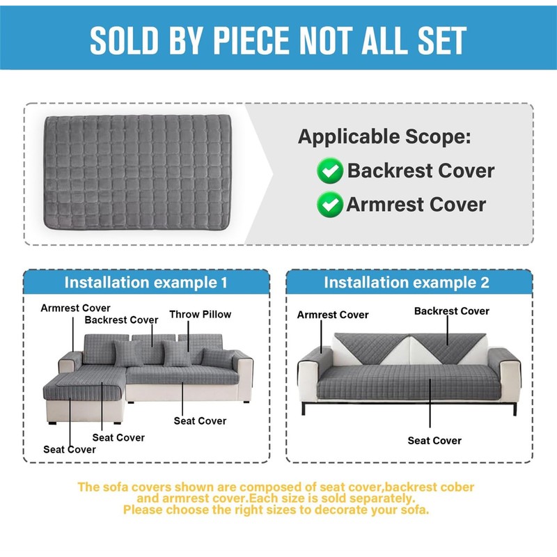 LINGKY Soft Flannel Sofa Covers Washable - Sofa Cushion Covers,