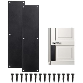 Sumnacon 2 Pcs Stainless Steel Door Kick Plate 16”x4” Door Push Plate Metal Door Plate with Screws Kick Plates for Exterior Door, Front Door, Interior Doors Avoid from Scratches, Kicking, Black
