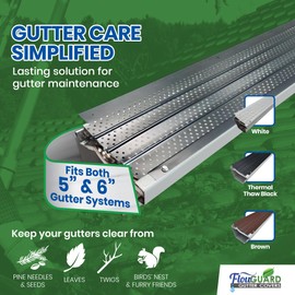 FlowGuard USA Made Slip Under Shingle Professional DIY Universal 5 Inch & 6 Inch 50-Year Gutter Cover System - Matte - Aluminum Gutter Guards - 22 Feet - by FlexxPoint
