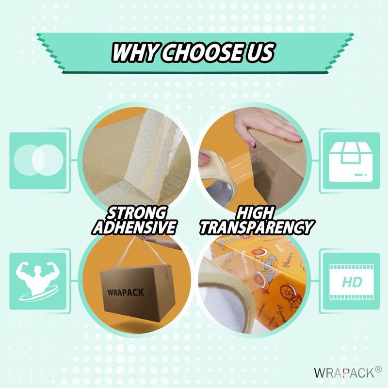 WRAPACK Clear Packing Tape Refills, Packaging Tape Roll for Moving,