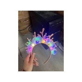 Evlry LED Meerjungfrau-Stirnband mit Leuchtender Muschel Kopfschmuck, Leuchtende Perlen Haarschmuck für Damen