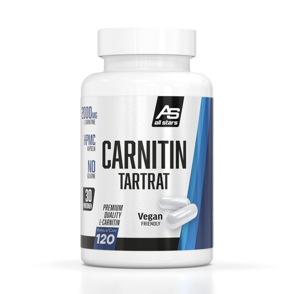 All Stars Carnitine Tartrate, High Dose - 2000 mg Premium Quality L-Carnitine per Serving, Supports Fat Burning & Definition Phase, 120 HPMC Capsules, Vegan, No Gelatin, Pack of 1 (1 x 105 g)