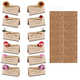 Floatdream Pack of 12 Blank Kraft Paper Envelopes, Blank Postcard Greeting Card, Vintage Blank Envelope, for Greeting Cards, Mother's Day, Cards, Etc (Yellow)