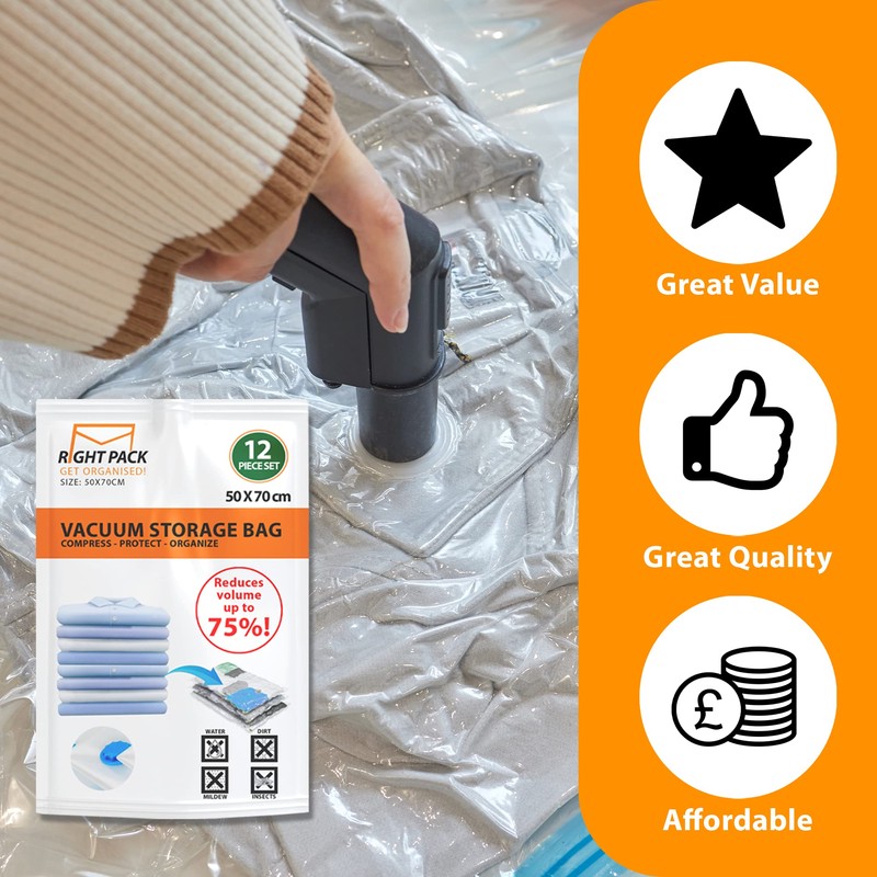 Right Pack Vacuum Storage Bags - Pack Of 12 |
