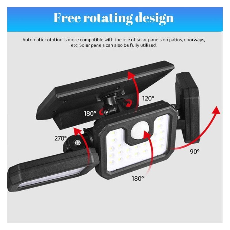 Solar Outdoor Lights Security Lights ,3 Heads Motion Sensor Lights,