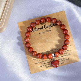 XIANNVXI Heart Bracelet Women's Stone Crystal Bracelet Beads Bracelet 8 mm Pearl Bracelet Girlfriend Bracelet Jewellery Birthday Gift Christmas Gifts for Women, Stone