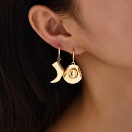 Andelaisi Boho High Boot Earrings Vintage Western Cowgirl Boot Earrings Cowgirl Hat Dangle Earring Gothic Western Cowboy Earring for Women(Gold)