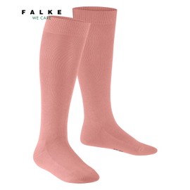 FALKE Unisex Children's Family Knee Socks Breathable Sustainable Organic Cotton Reinforced Children's Knee Socks Long Durable Skin-Friendly Non-Slip Plain 1 Pair, Pink Wild Rose 8803