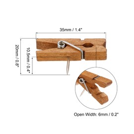 PATIKIL Wooden Push Pins, 50 Pack Thumb Tacks Decorative Wood Pushpin with Clip for Craft Art Cork Board, Brown