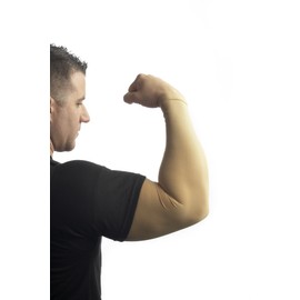 Tatjacket Tattoo Cover Up Concealer Sleeve, 2-PACK, Full Arm coverage, UPF 50 Protection, Slip Free, for Men & Women (Unisex) LARGE, TAN