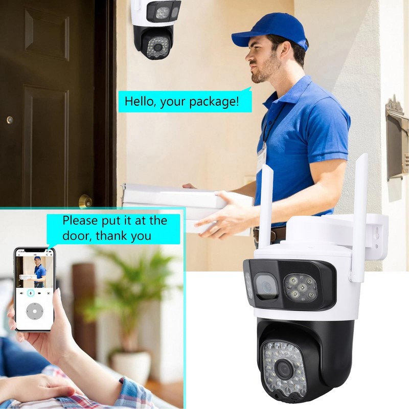 Pan Tilt Security Camera WiFi Dual Lens 4MP Night Vision