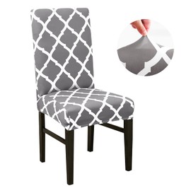 OKYUK Chair Covers, Dining Chair Covers Set of 4/6,Elastic Chair Protector Stretch Removable Washable Seat Covers for Dining Room Wedding Banquet Party Decoration (Gray, 6)