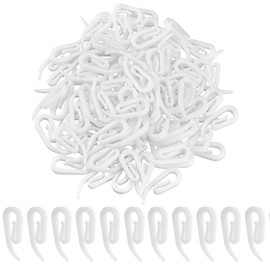 Pack of 100 Universal Curtain Hooks, Plastic Curtain Hooks, White Folding Hooks, Over Clip Hooks for Door Curtain, Window Curtain, Shower Curtain, Curtain, Caravan
