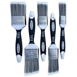 Paint Brush Set for Painting Cabinets, Small Fence Wall Stain Brushes Assortment, Smooth Synthetic Short Bristle Paintbrushes with Soft Grips – Double Thick Chip Brush Variety- Pack of 5