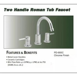 Matco Tools Brand New Matco Norca Two Handle Roman Tub Faucet, Chrome Model PD-900C