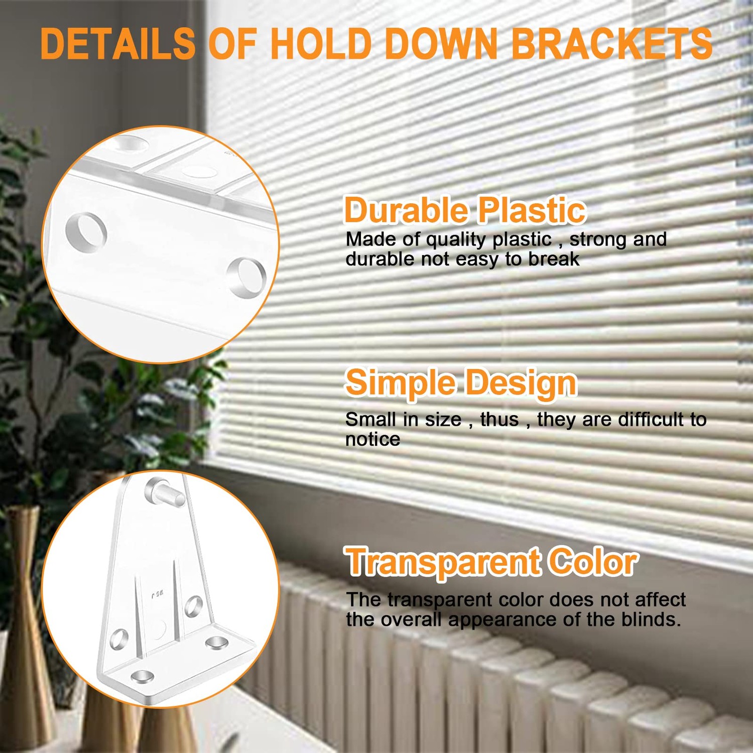 Morobor Plastic Hold Down Bracket, 10pcs Clear Plastic Blinds Bottom ...