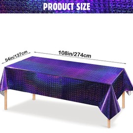 Xinfin Pack of 2 Disposable Tablecloths, Foil Tablecloth, 137 x 274 cm, Rectangle Waterproof Tablecloth for Children Party, Birthday, Wedding, Engagement, Picnic, Party Decoration (Purple)
