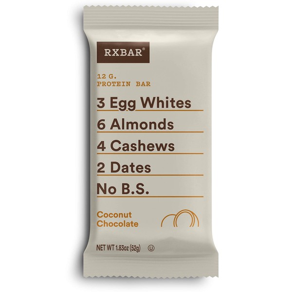 RXBAR, Coconut Chocolate, Protein Bar, 1.83 Ounce (Pack of 12), High Protein Snack, Gluten Free