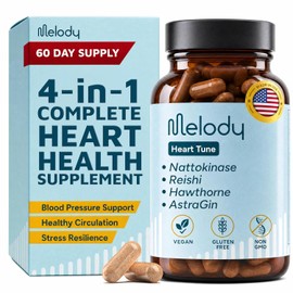 Melody Suplemento Heart Tune Natokinasa Espino Reishi Hombres Mujeres Apoyo Salud Cardíaca Circulación Presión Arterial Cardiovascular