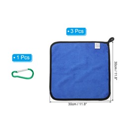 PATIKIL Fishing Towel with Clips, 3 Pack Plush Microfiber Nap Fabric Fisherman Gift Thickened Double Layer Fishing Cleaning Towel for Fishing Scrubbing Boats and Rods, Grey Blue