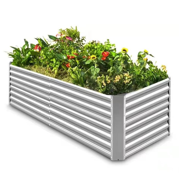 Land Guard 8×4×2 ft Galvanized Raised Garden Bed Kit for vegetables, Planter Boxes Outdoor, Large Metal