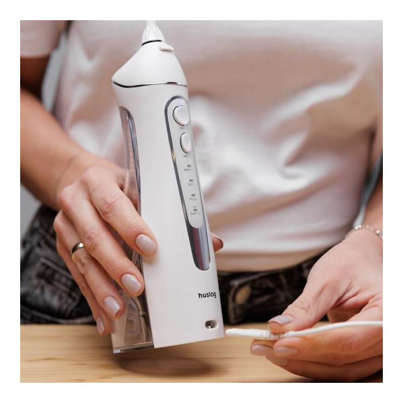 Huslog Wireless Oral Irrigator, Portable Electric Tooth Cleaner with 4