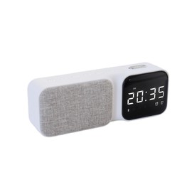 CLSSLVVBN Dual Alarm Clock Bluetooth Speaker Adjustable Display Light Sound Speakers W Bass Diaphragm and Internal ABS Subwoofer, White