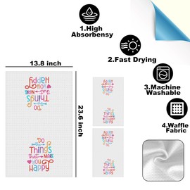 2Pcs Inspirational Quote Kitchen Towels, Colorful Hand Towels for Kitchen Bathroom Decor, Absorbent Durable Microfiber Tea Towel Dish Cloth, Mental Health Gifts for Women Mom Friends, 24x14 Inch