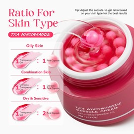 TXA Niacinamide Capsule Cream, Dual Radiance Moisturizer, Korean Face Moisturizer & Dark Spot Corrector with Tranexamic Acid, Niacinamide Capsules for Glass Skin, Lightweight Hydrating Korean Skincare