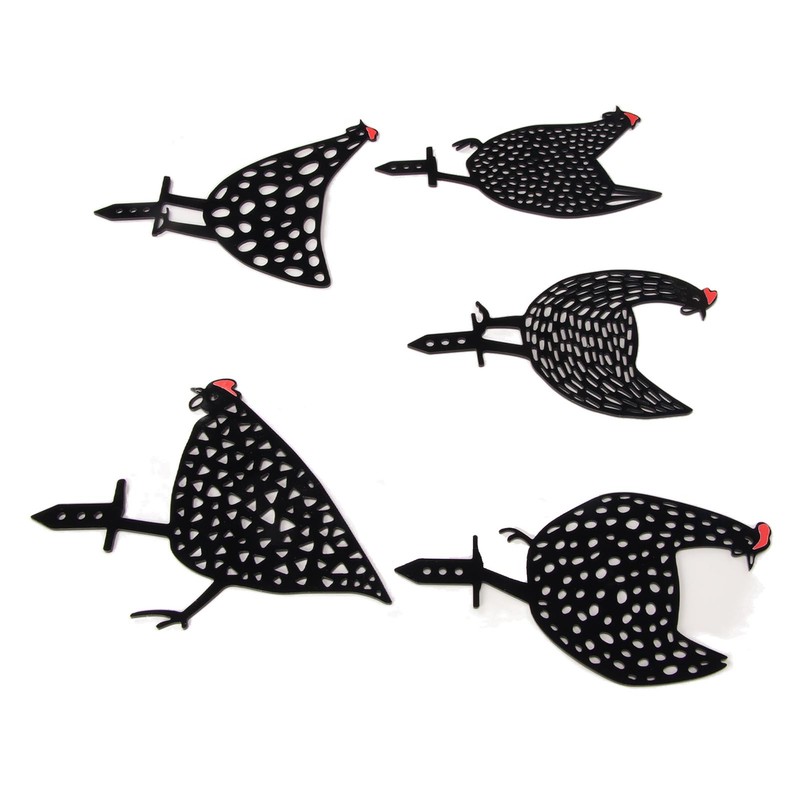 5Pcs Rooster Silhouette Acrylic Hollowed Assorted Style Rich Details Black