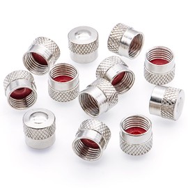 MEAJOO 12PCS Premium Metal Brass Tire Valve Stem Caps, Airtight Seal Heavy Duty Dustproof, Universal Tire Valve Stem Covers for Cars, SUV, Trucks, Bikes, Motorcycles, Bicycles(Silver)