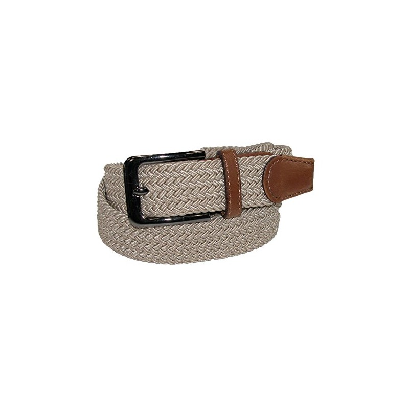CTM® Men's Elastic Braided Stretch Belt with Silver Buckle and