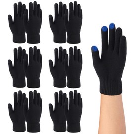 Prizmxed 6 Pairs Winter Touchscreen Gloves, Cold Resistant Stretch Acrylic Knit Gloves, Unisex, Suitable for Running, Hiking, Mountaineering, Cycling and Outdoor Sports